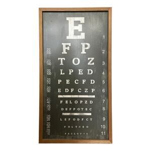 Vintage Style Snellen Eye Chart Wall Art Wood Frame 13x24
